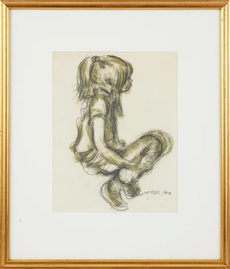 William Arthur Winter, Miss Ponytail, pencil and oil wash, 1990 - view 2