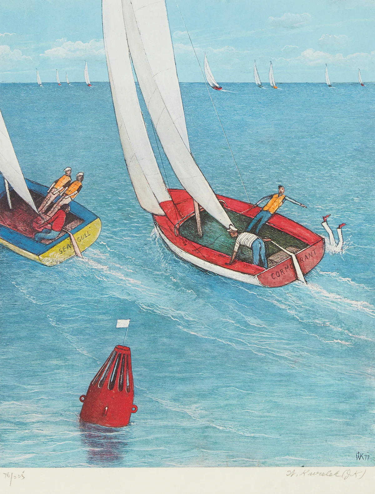 William Kurelek, Sailing, colour lithograph, 1977