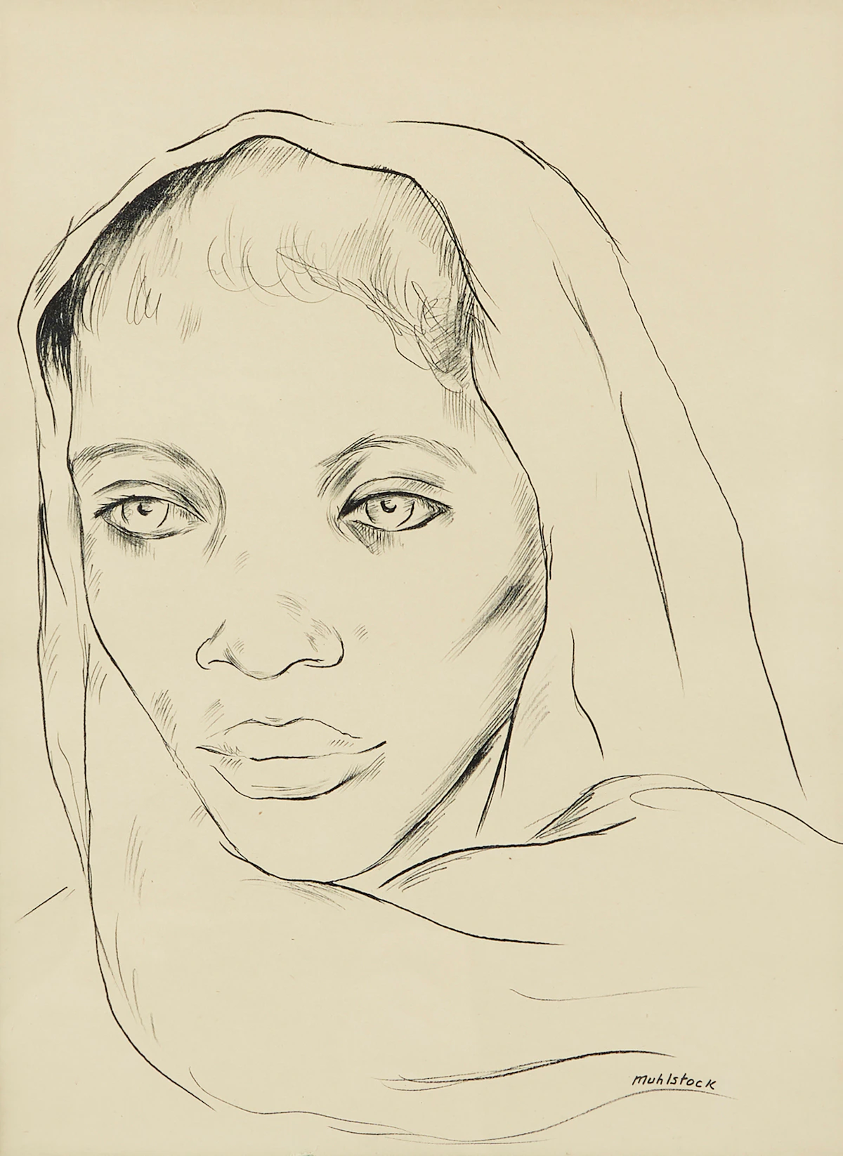 Louis Muhlstock, Untitled (Portrait), drawing