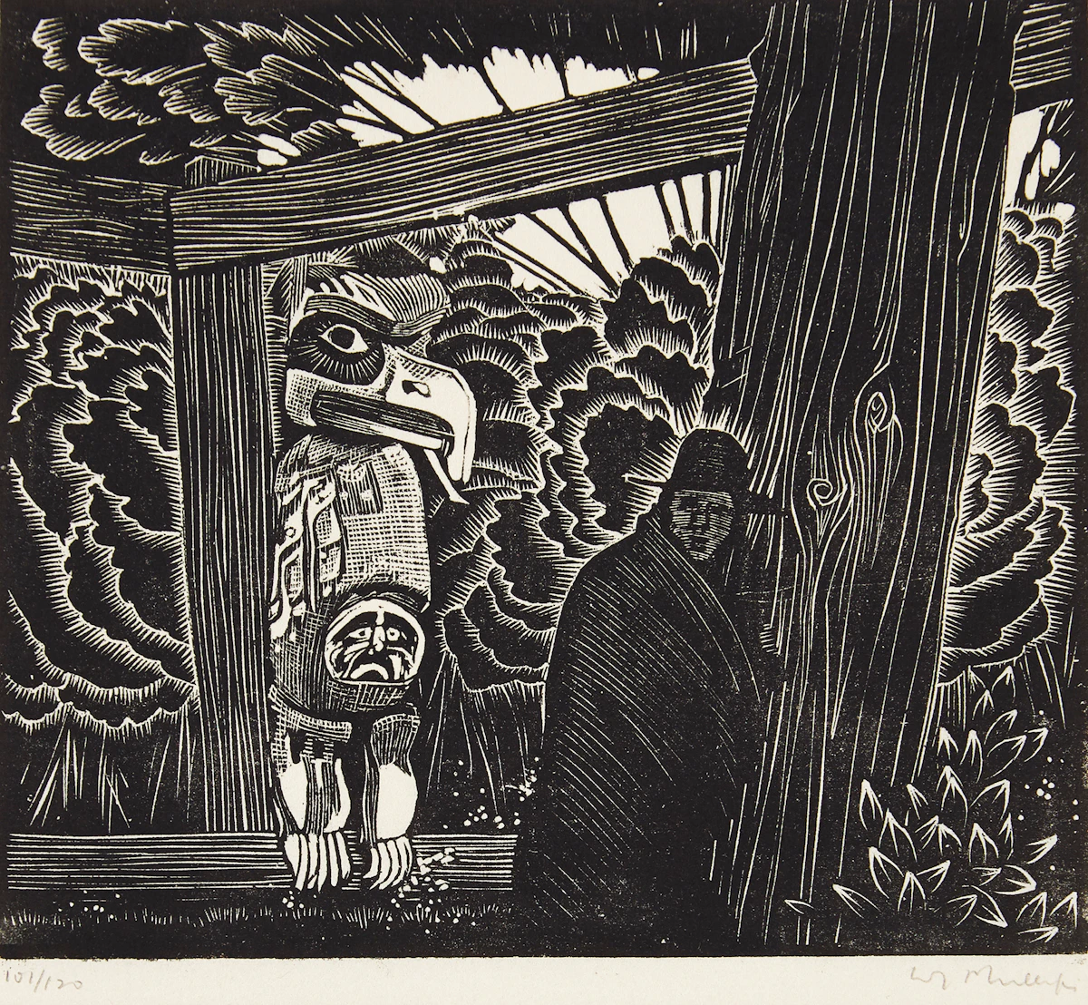 Walter Joseph Phillips, Ruin, Tsatsisnukomi, woodblock