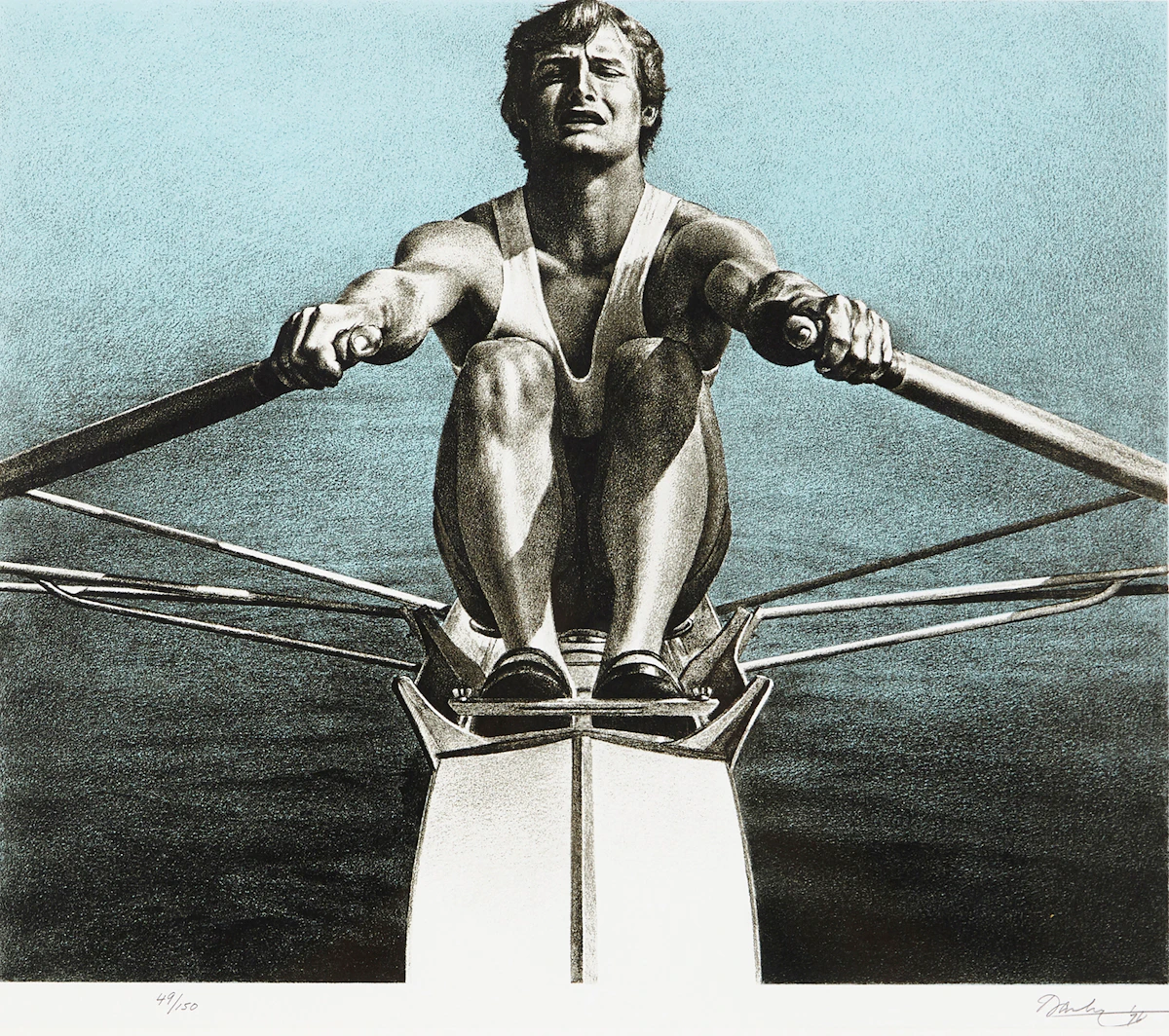 Kenneth Danby, The Sculler, colour serigraph, 1976