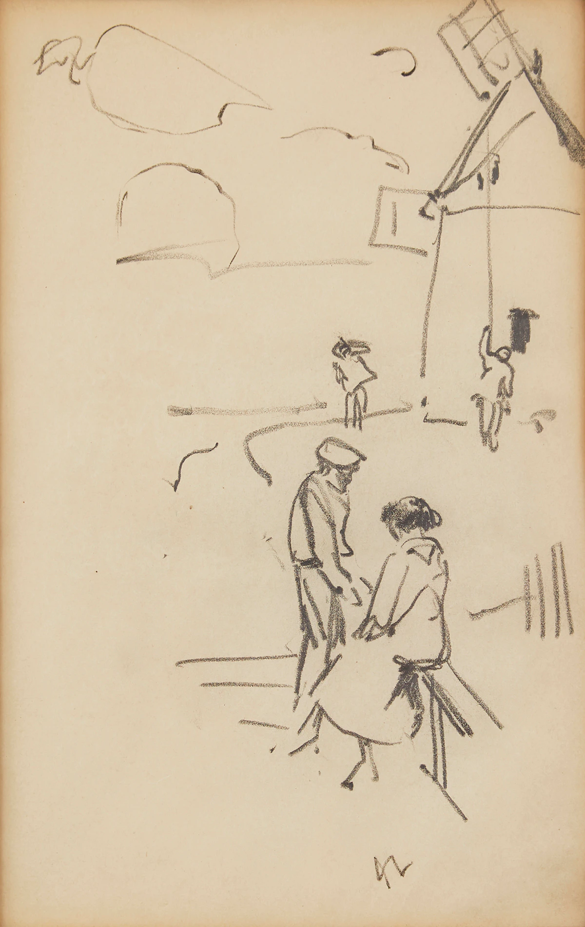 Arthur Lismer, Figure Study with Windmill, graphite drawing