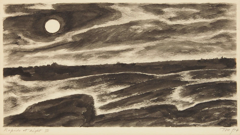 Thoreau MacDonald, Canada Geese; Rapids at Night III, charcoal drawings (2) and books - view 3