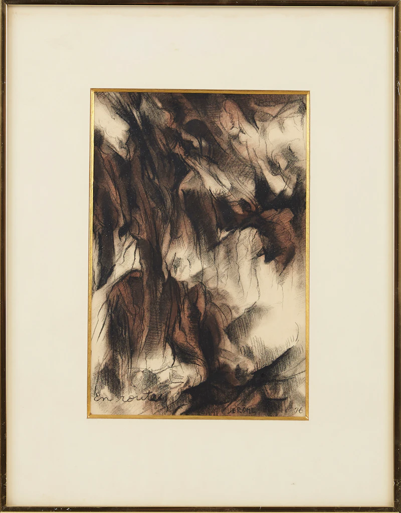 Jean-Paul Jérôme, Vent et marées; En route, 2 sepia and conté drawings - view 2