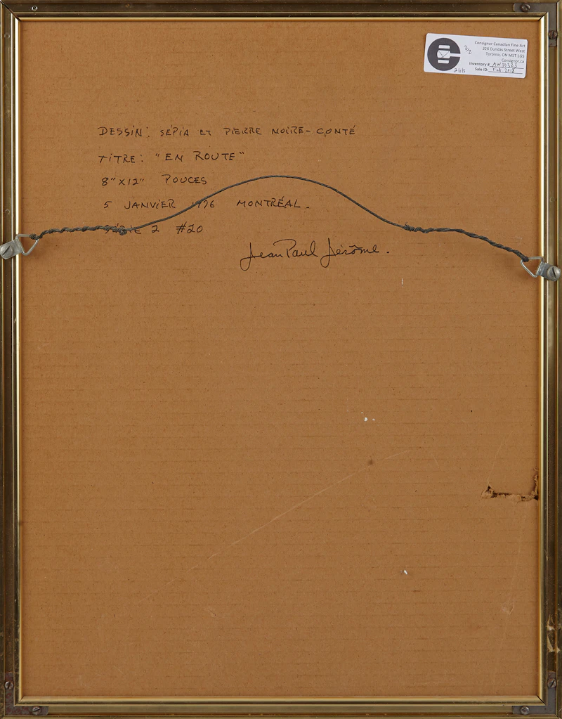 Jean-Paul Jérôme, Vent et marées; En route, 2 sepia and conté drawings - view 3