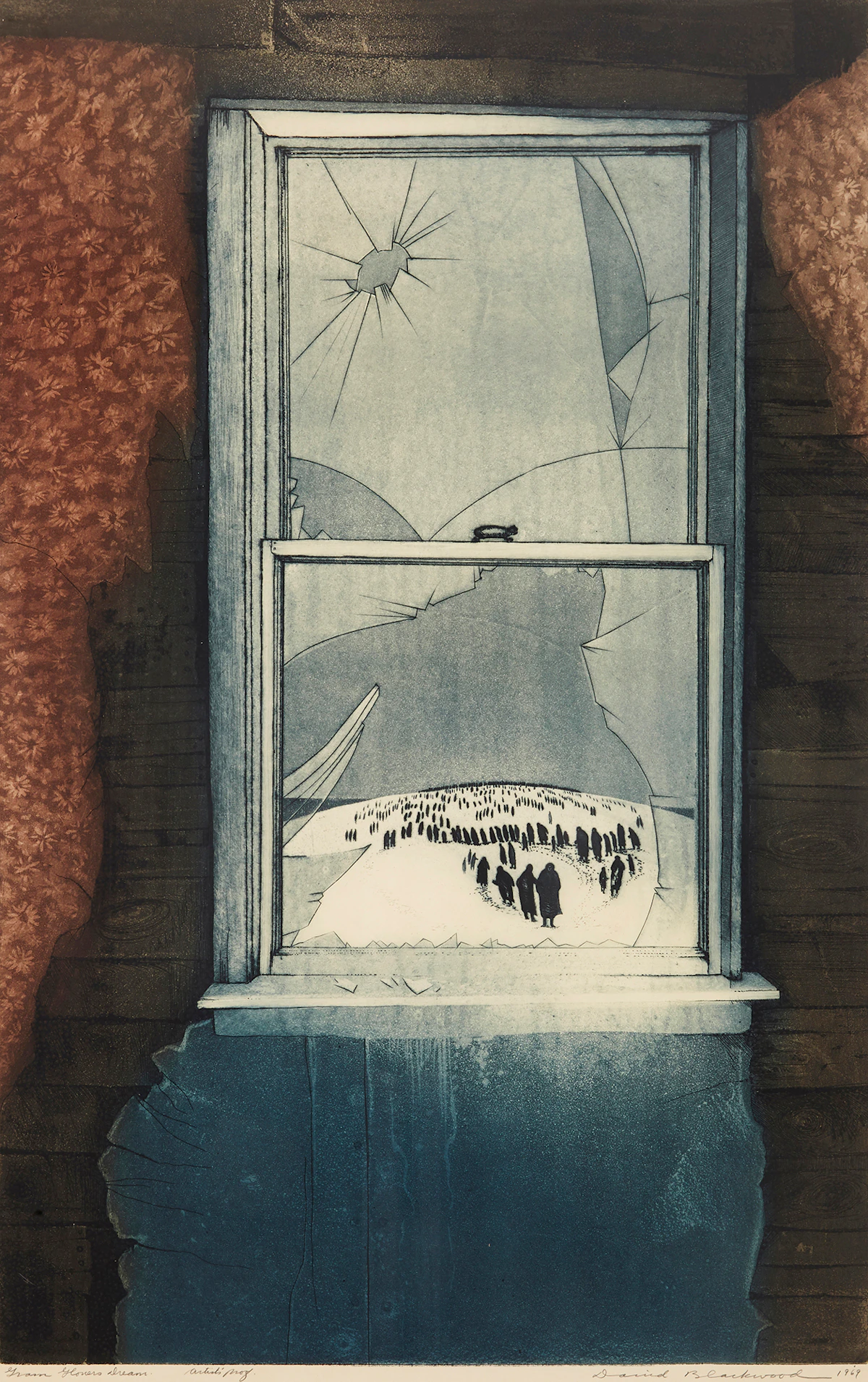 David Lloyd Blackwood, Gram Glover’s Dream, colour etching and aquatint, 1969
