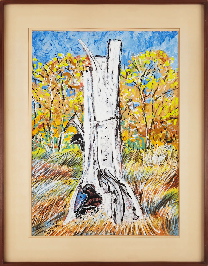 20th Century Canadian School, Forest Interior with Tree Stump, gouache and watercolour - view 2