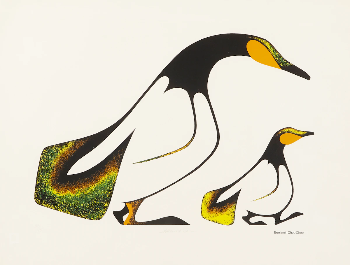 Benjamin Chee Chee, Father and Son, colour serigraph