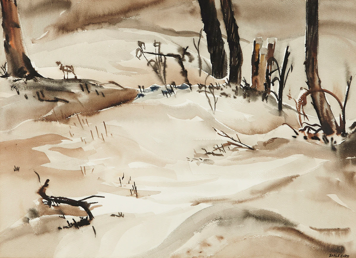 Earl Barr, Winter Landscape, Scarborough; Snowy Landscape, mixed media on paper (pair of works)