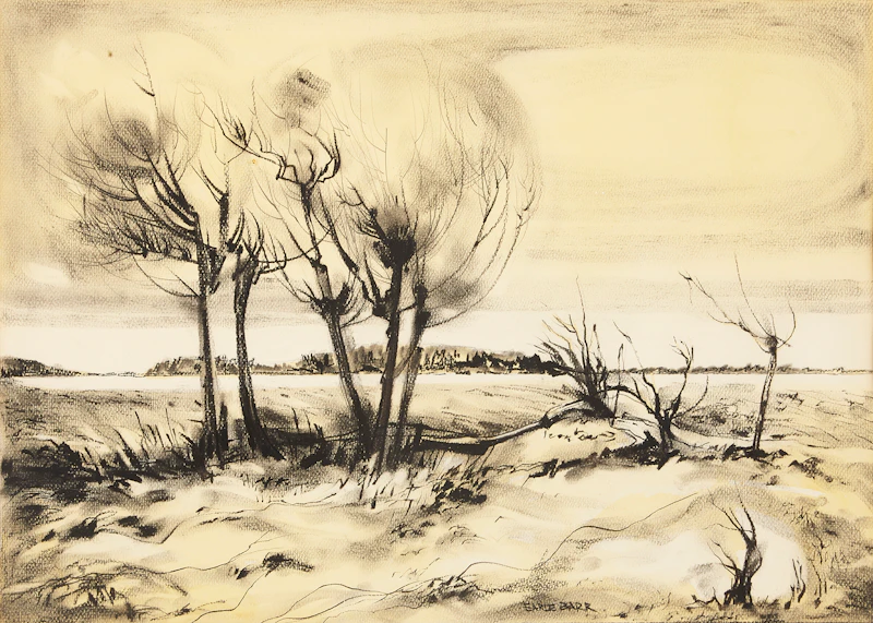 Earl Barr, Winter Landscape, Scarborough; Snowy Landscape, mixed media on paper (pair of works) - view 4