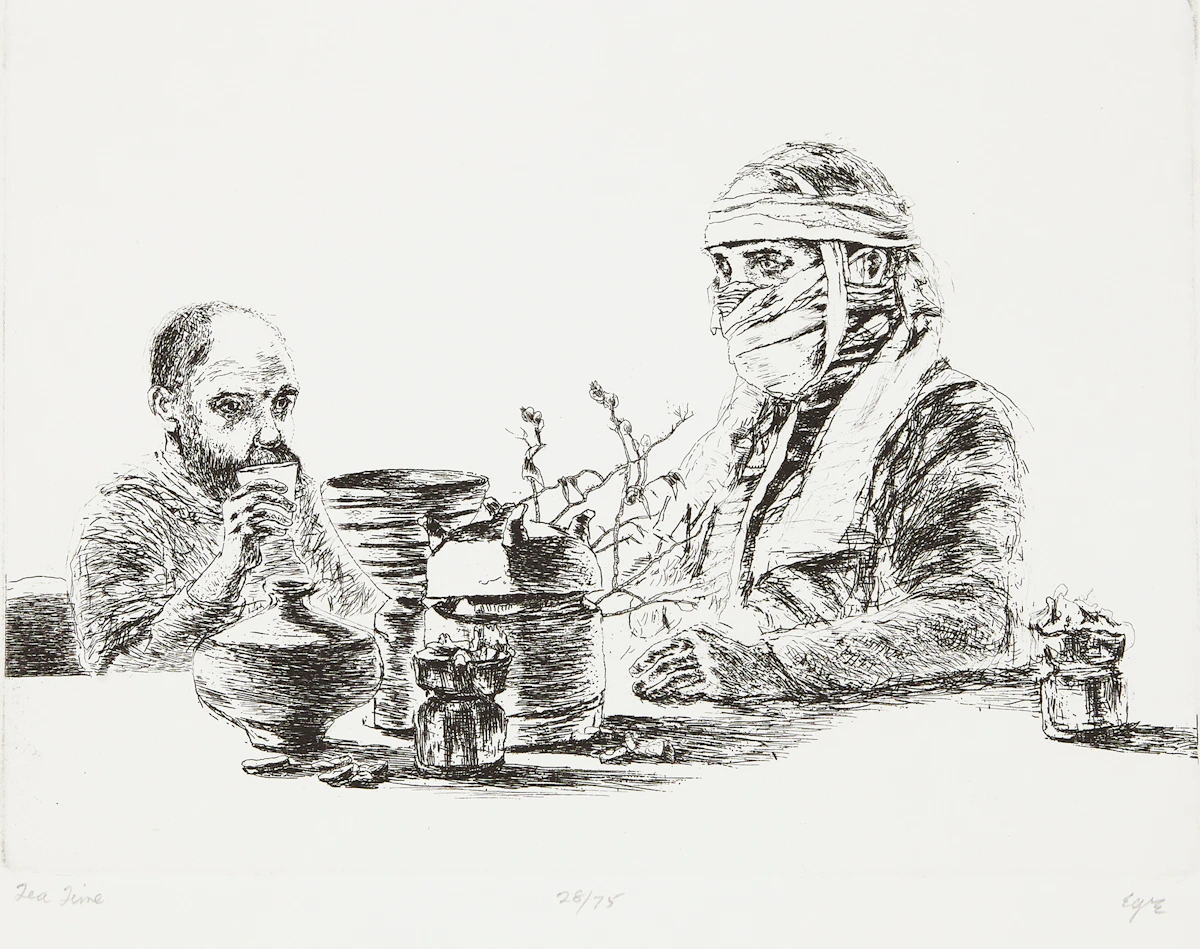 Ivan Kenneth Eyre, Tea Time, etching