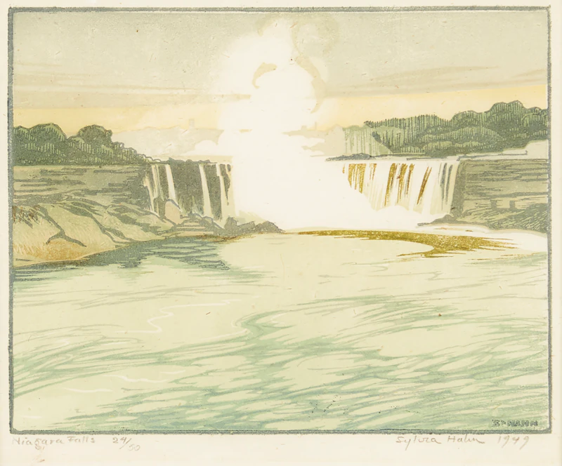 Sylvia Hahn, The Reaper; Niagara Falls; Apple Blossoms, three woodcuts - view 4
