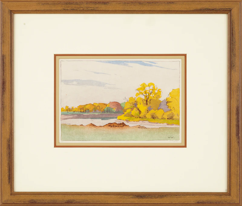Walter Joseph Phillips, Assiniboine River (1931), colour woodcut, 1931 - view 2