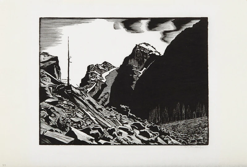 Walter Joseph Phillips, Valley of the Ten Peaks (1930), woodcut, 1930 - view 2