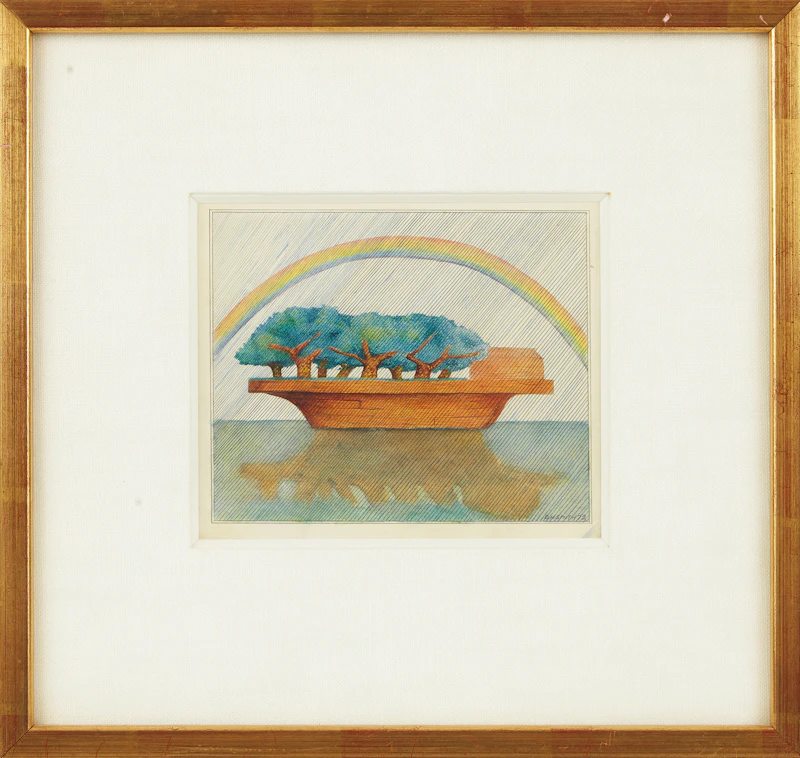 Unknown 20th Century Artist, Untitled , coloured ink drawing, 1972 - view 2