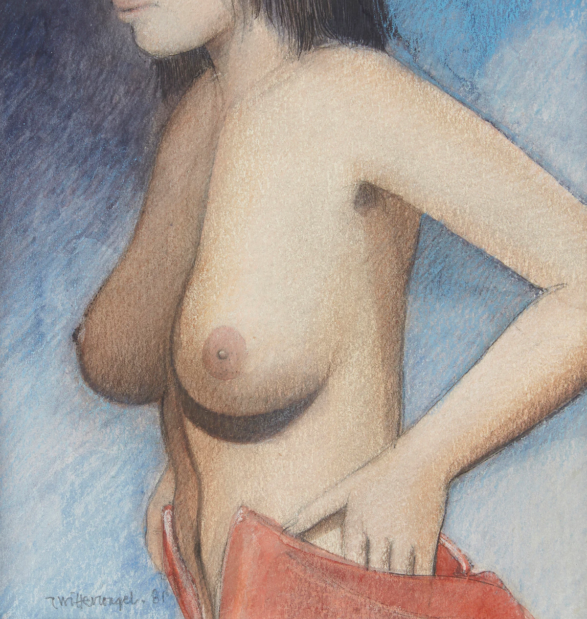 Unknown 20th Century Artist, Female Nude, pastel, 1981