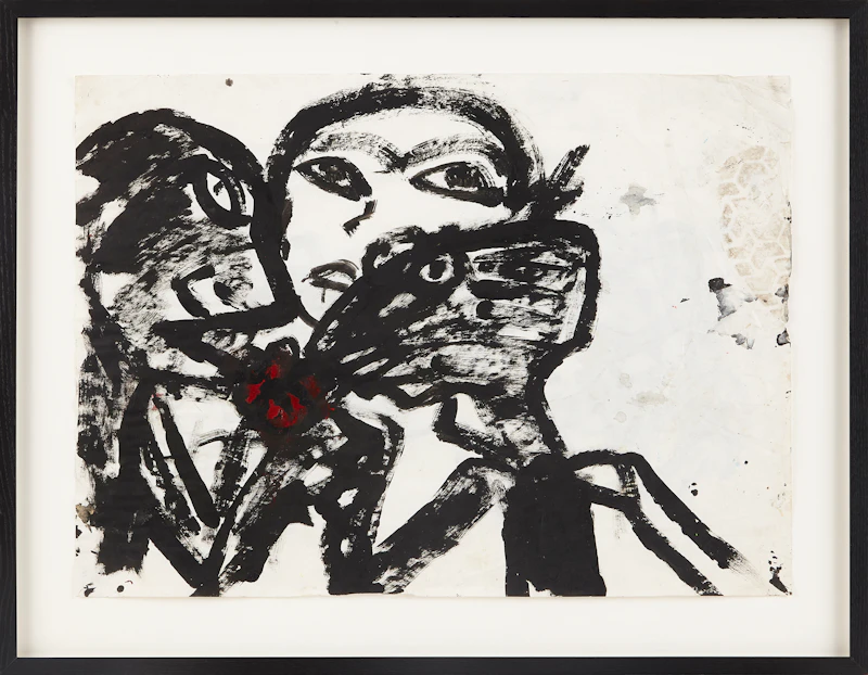 John Scott, Three Figures, black ink and red enamel on paper, 1993 - view 2