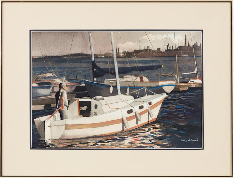Henry W Smith, Sailboats at Hamilton Harbour, watercolour - view 2