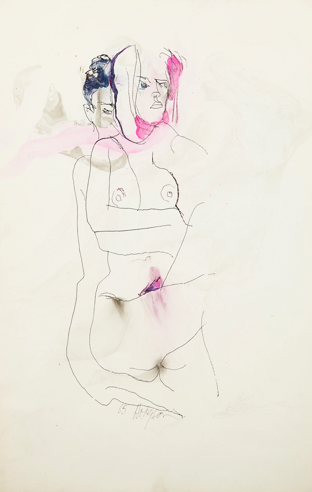 Thomas Sherlock Hodgson, Couple Study , watercolour, 1965