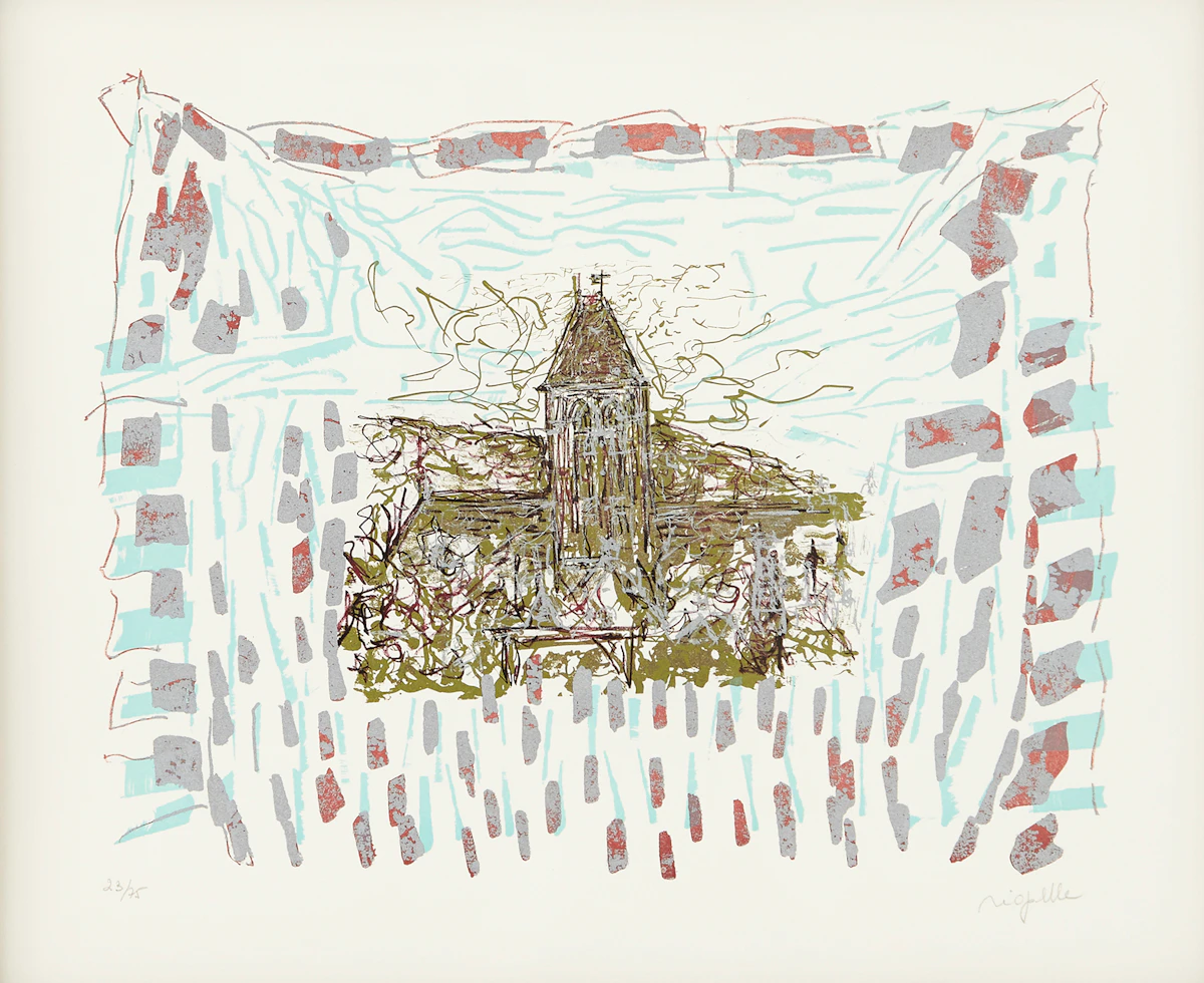 Jean Paul Riopelle, Le clocher de Vétheuil, lithograph
