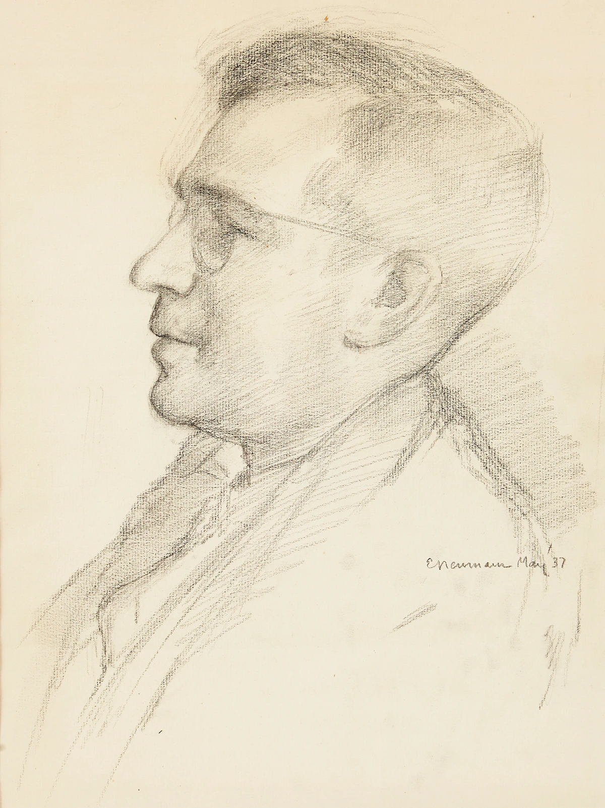 Ernst Neumann, Self Portrait, pencil drawing, 1937