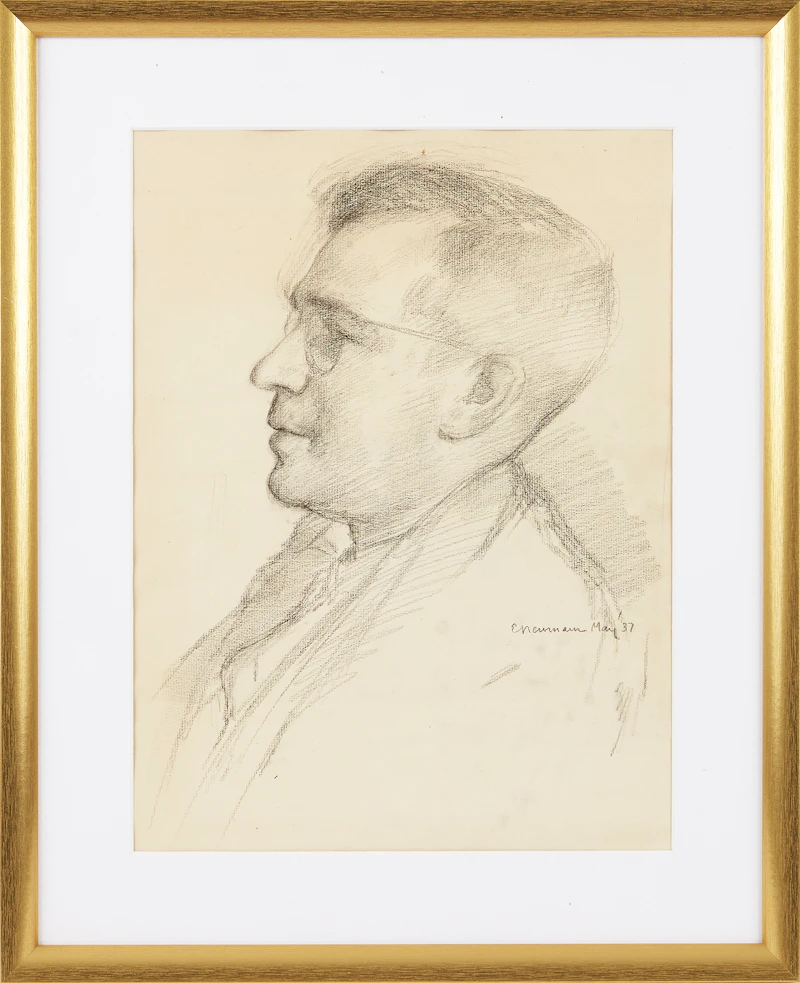 Ernst Neumann, Self Portrait, pencil drawing, 1937 - view 2