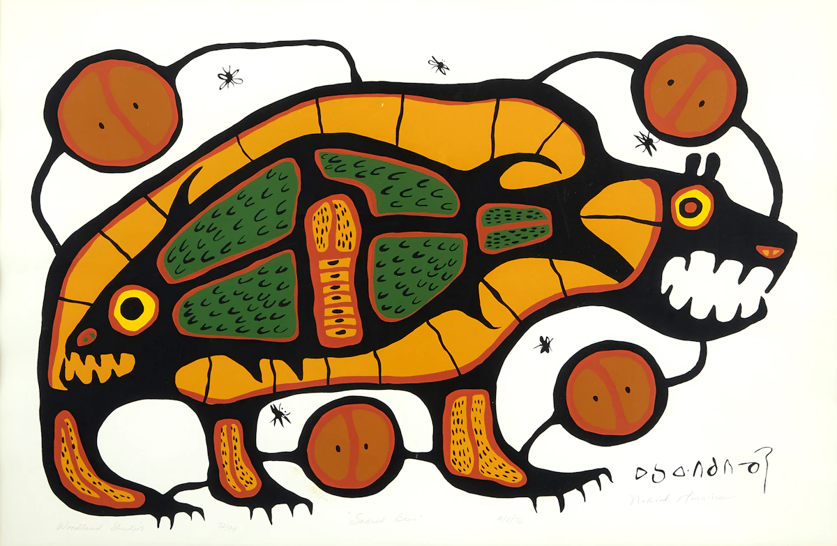 Norval Morrisseau, Sacred Bear, colour silkscreen, 1976