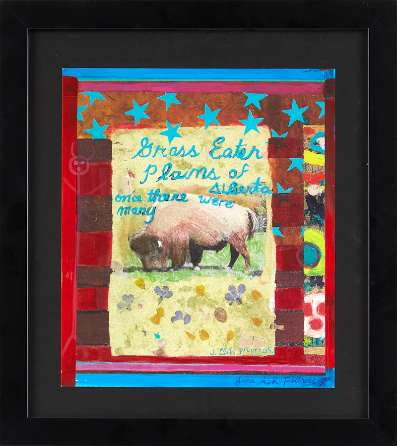 Jane Ash Poitras, Grass Eater, Plains of Alberta, once there were many, mixed media print, 2001 - view 2