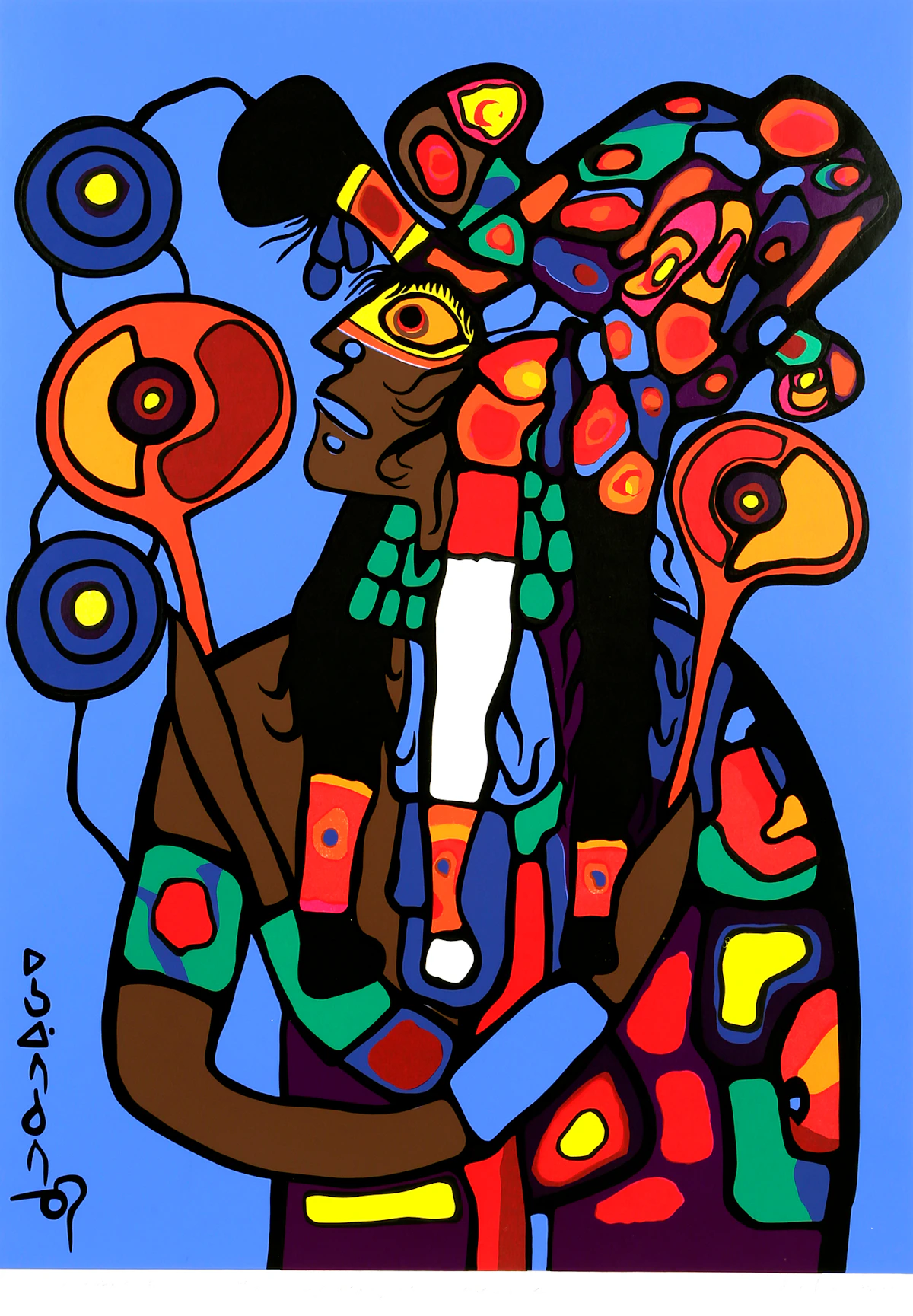 Norval Morrisseau, Self Portrait of the Artist - Astral Projection, colour silkscreen, 1977