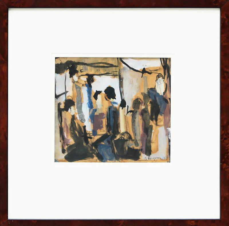Suzanne Bergeron, Personnages, mixed media on paper, 1957 - view 2