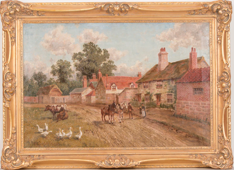 Thomas Mower Martin, Horses on a Village Road, oil on canvas - view 2