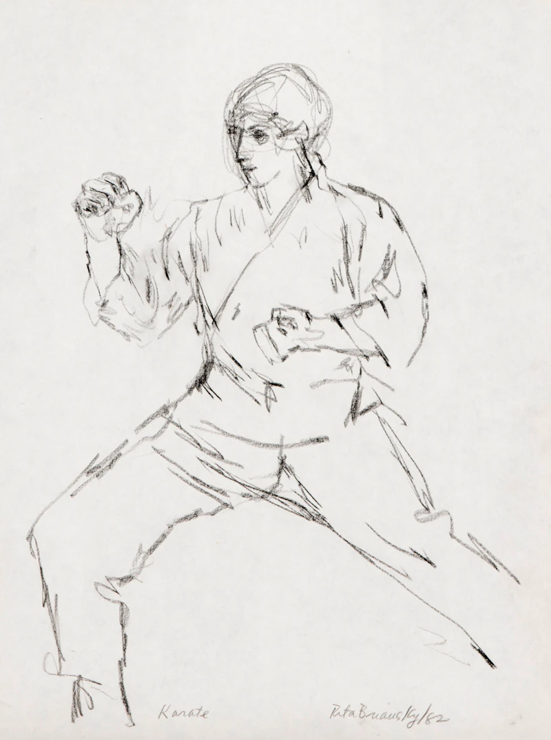 Rita Briansky, Self Portrait; Sylvie; Karate; Motion; Getting Dressed, assorted media on paper (5) - view 3