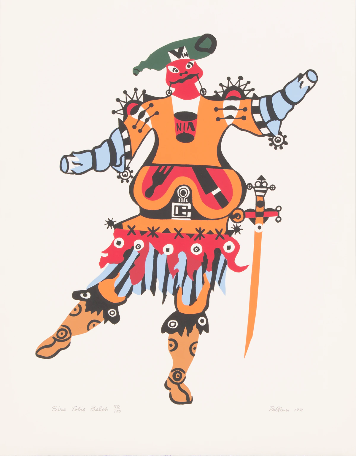 Alfred Pellan, Sire Tobie Belch, colour serigraph, 1971