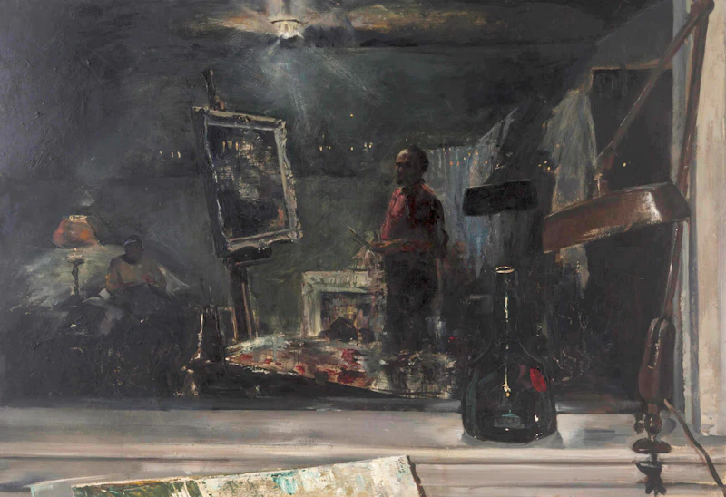 John Adrian Darley Dingle, The Window (The Artist in his Studio), oil on board - view 2