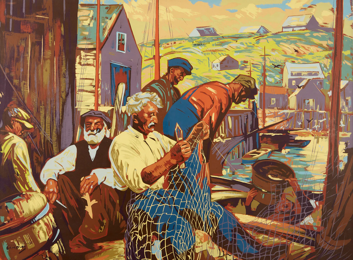 Joseph Ernest Sampson, Veterans of the Sea, Sampson Matthews silkscreen, 1945