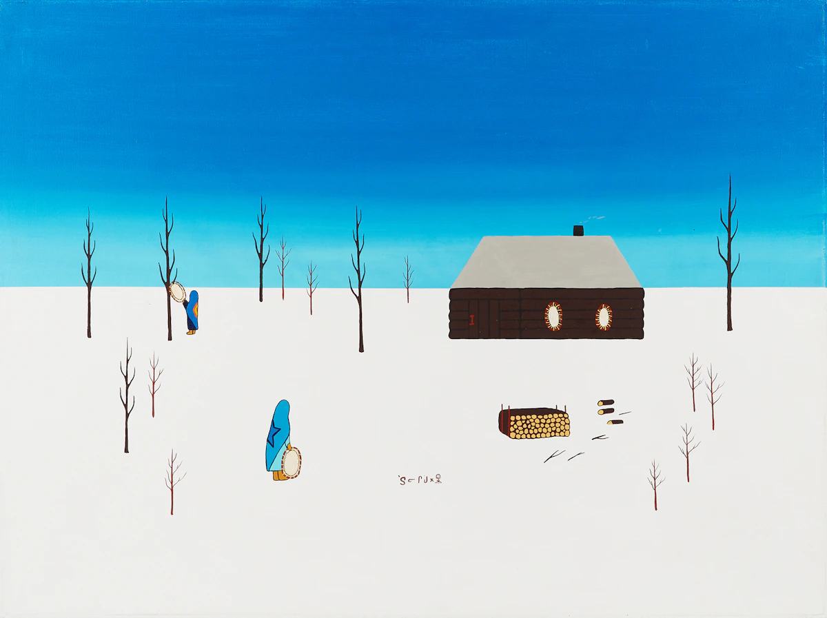 Shirley Cheechoo, Cleaning Beaver Skins #9, acrylic on canvas