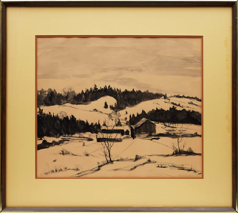 Albert Jacques Franck, Winter, Shadowbrook Farm, ink and watercolour, 1954 - view 2