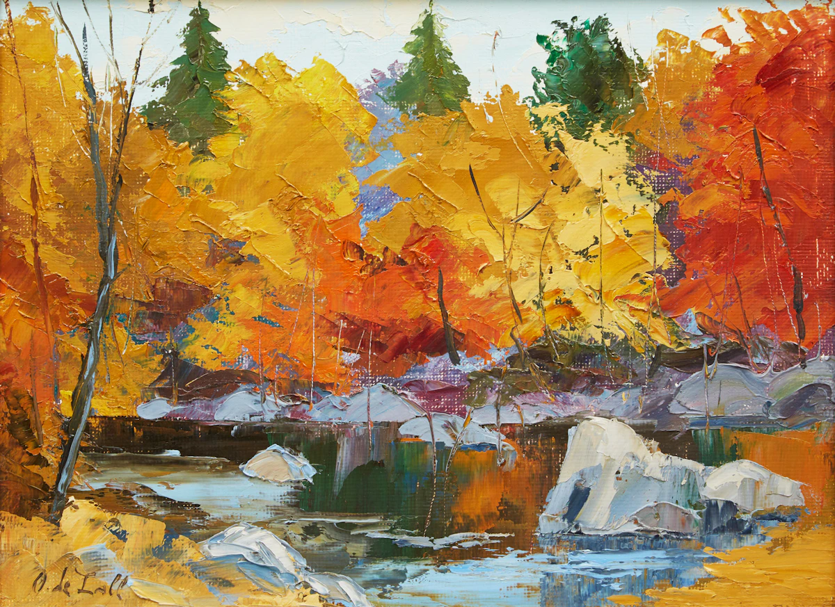 Oscar  de Lall, Canadian Fall Landscape, oil on board