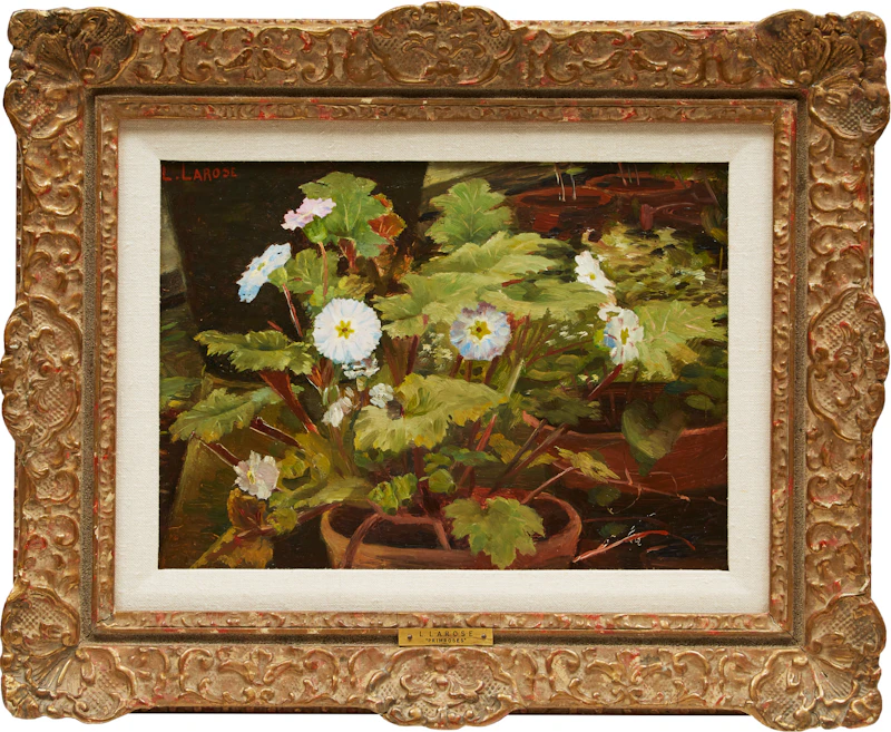 Ludger Larose, Primroses, oil on panel - view 2