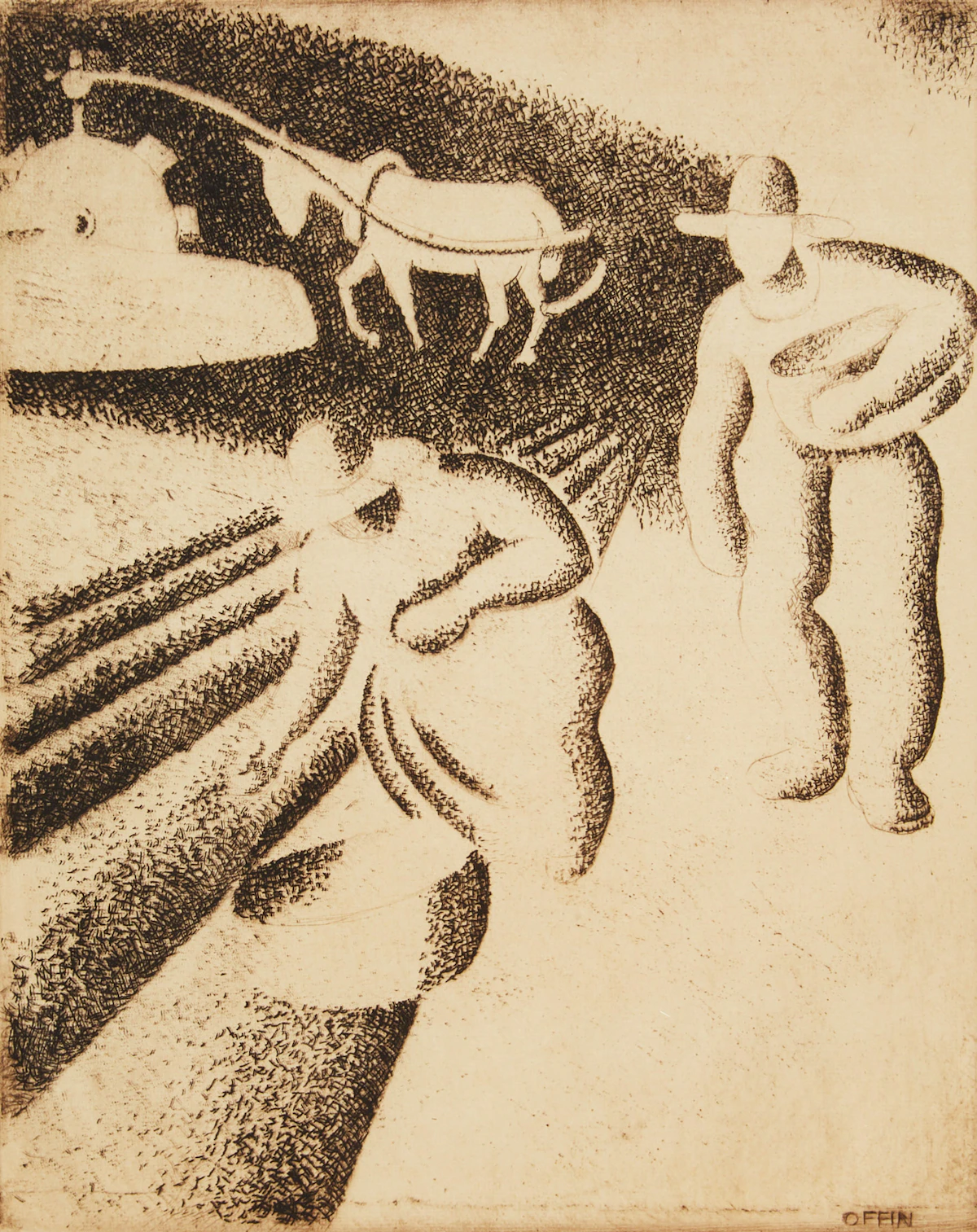 Charles Z Offin, Planters, Majorca, etching