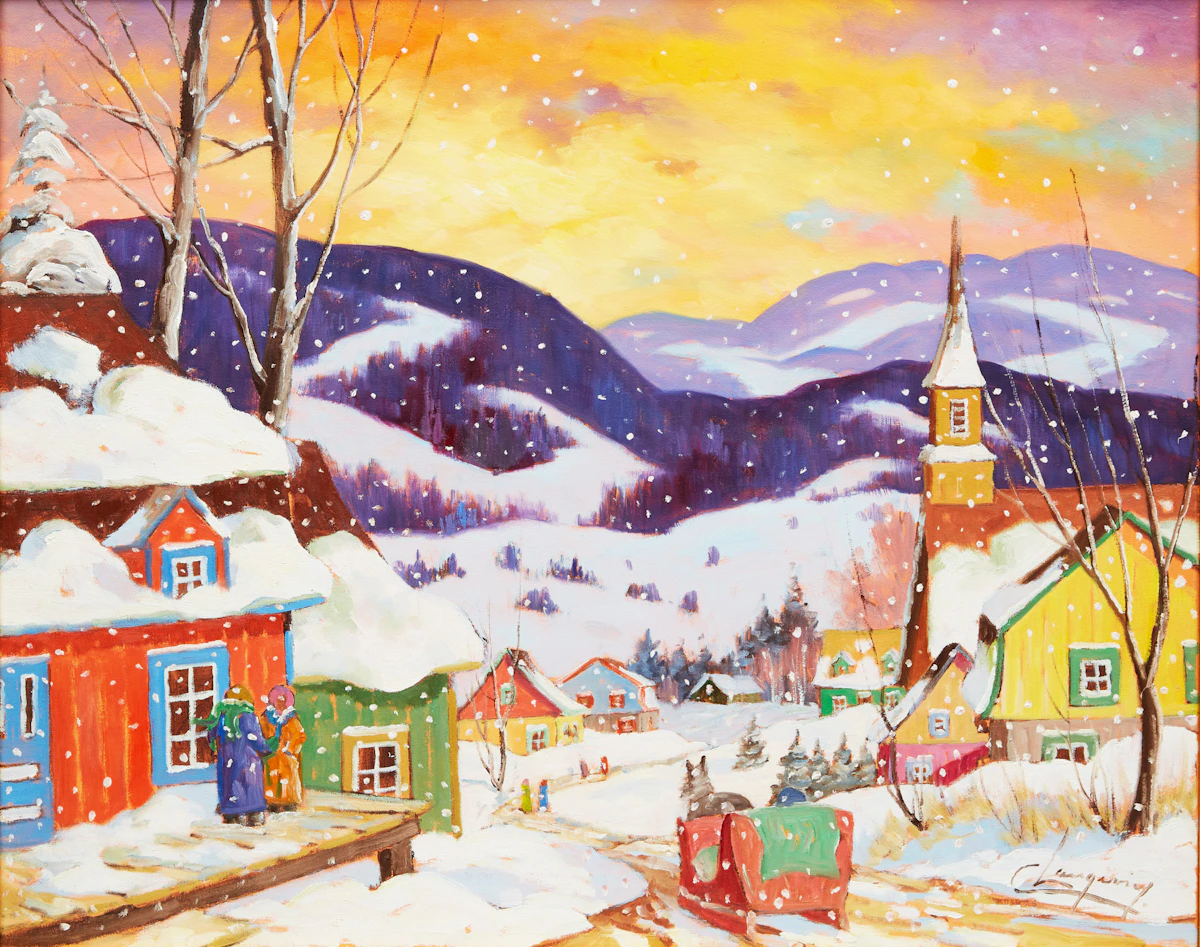 Claude Langevin, Winter Landscape, oil on canvas