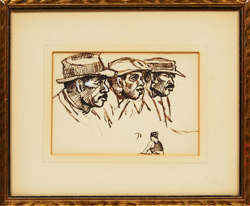 Peter Clapham Sheppard, Study of Three Men and a Woman, ink sketch - view 2