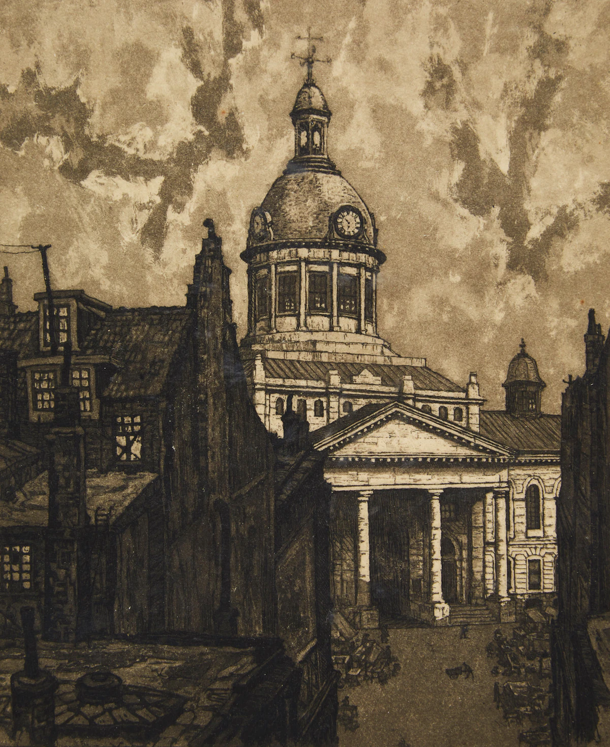 Nicholas Hornyansky, The City Buildings, Kingston, etching