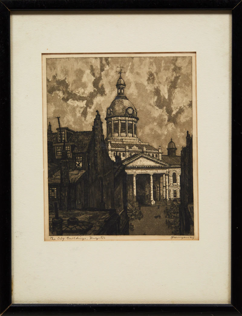 Nicholas Hornyansky, The City Buildings, Kingston, etching - view 2