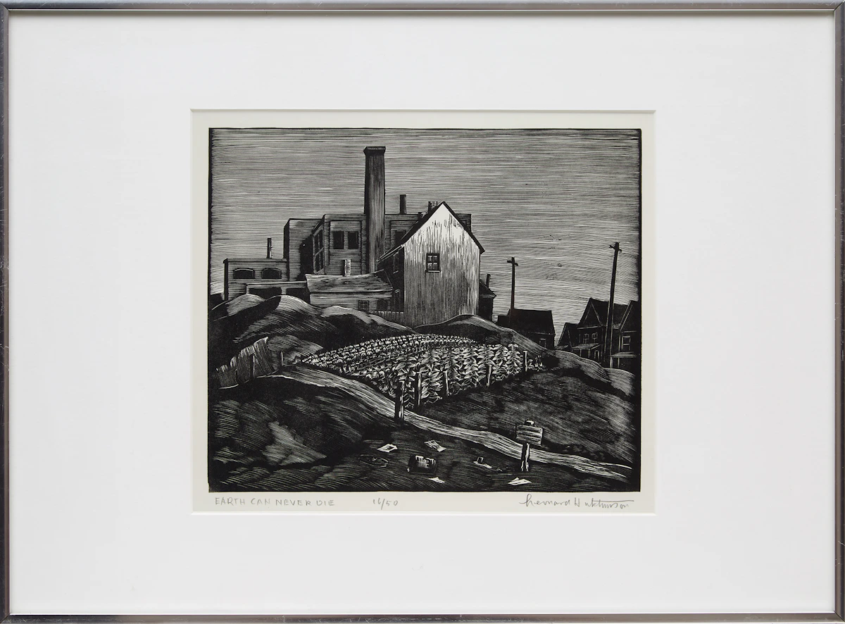 Leonard Hutchinson, Earth Can Never Die, woodblock