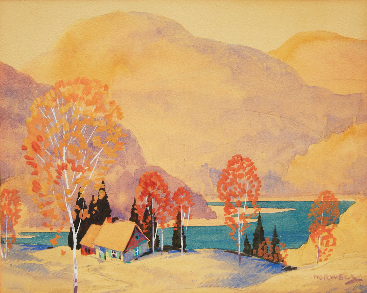 Graham Noble Norwell, Cabin in Winter, watercolour