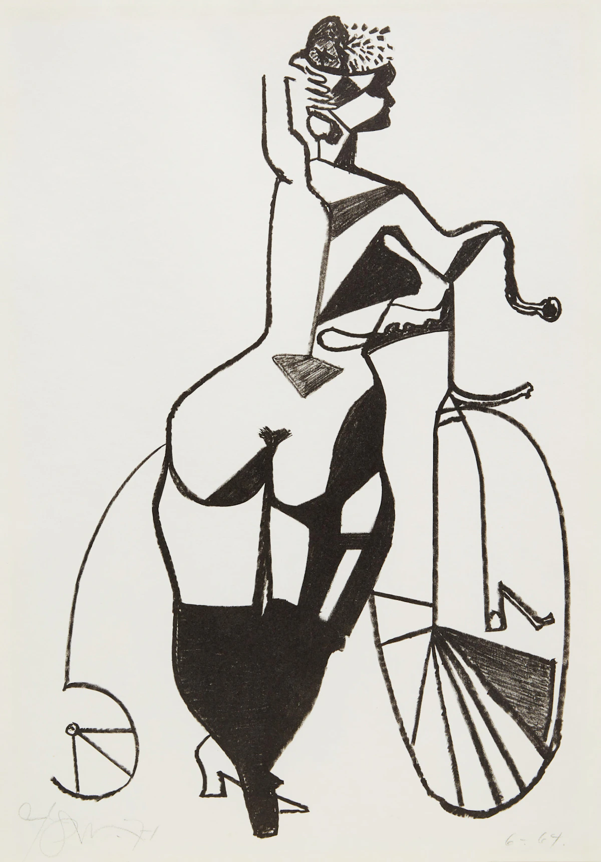 Harold Barling Town, Verticle Cyclist, lithograph, 1971
