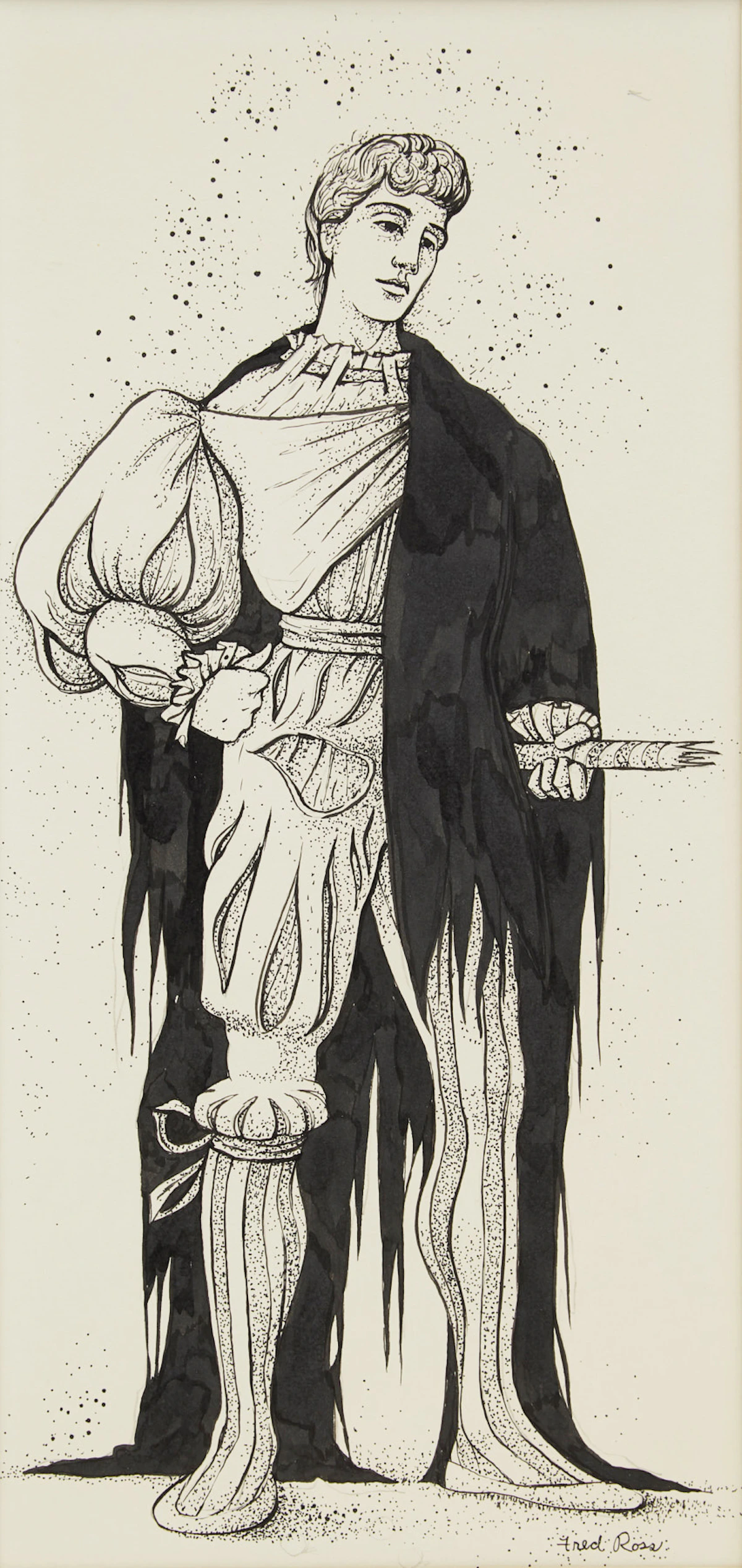 Fred Ross, Shakespearean Character, ink drawing
