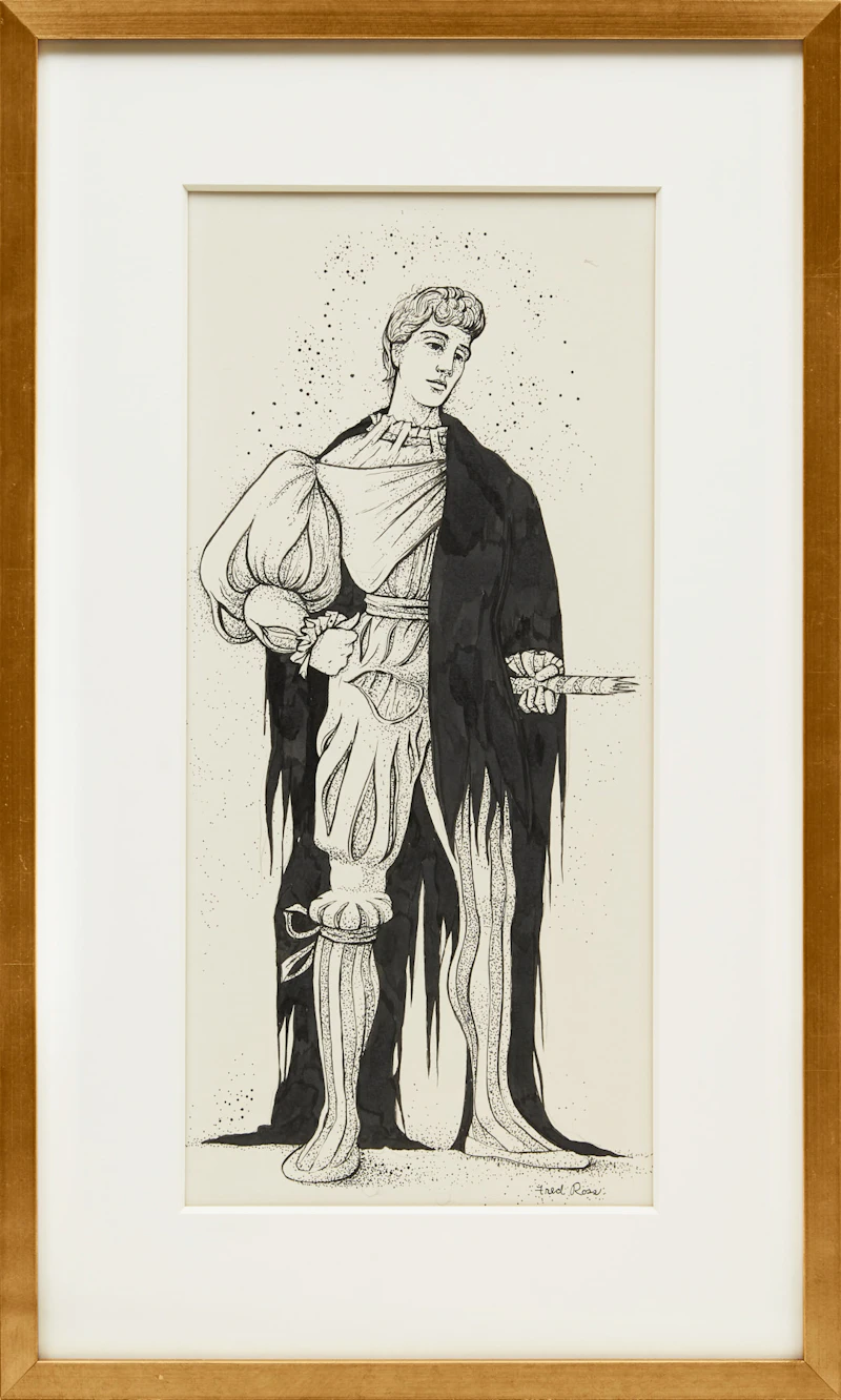 Fred Ross, Shakespearean Character, ink drawing - view 2