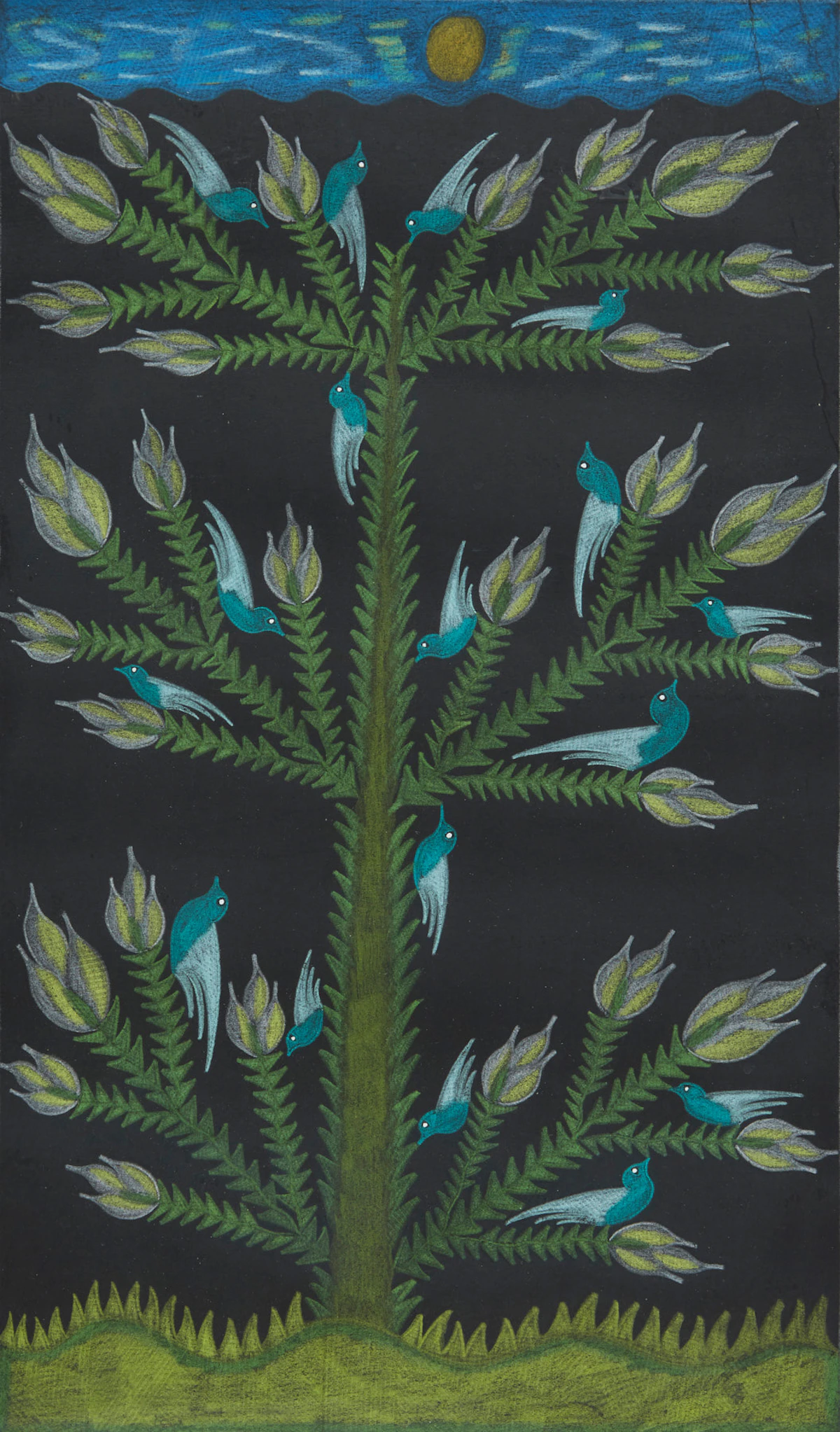 Scottie Wilson, Tree with Birds, gouache
